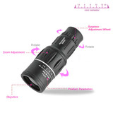 Monocular 16x52 Optics Zoom Lens Camping Hiking Hunting Telescope Scope Outdoor