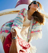 New Fashion Women Boho Fringe Floral Kimono