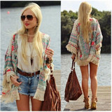 New Fashion Women Boho Fringe Floral Kimono