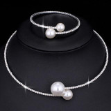 Simulated Pearl Jewelry sets / Adjustable Choker / Earring / Necklace / Bracelet