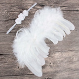 Baby Angel Feather Wings With Rose Flowers Headband