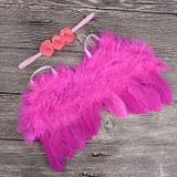 Baby Angel Feather Wings With Rose Flowers Headband