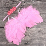 Baby Angel Feather Wings With Rose Flowers Headband