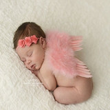 Baby Angel Feather Wings With Rose Flowers Headband