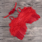 Baby Angel Feather Wings With Rose Flowers Headband