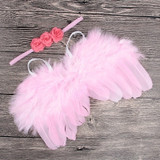 Baby Angel Feather Wings With Rose Flowers Headband