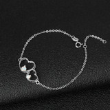 925 Sterling Silver Dual Heart White Opal Bracelet