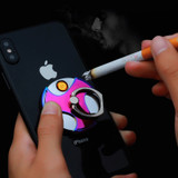 Electric Cigarette Coil Ring Lighters USB Rechargeable Flameless Metal Phone Ring Stand Holder Finger Grip 360 Degree Rotation