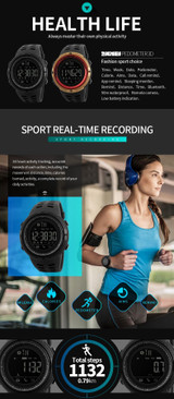 SKMEI Men Smart Watch Bluetooth Pedometer Calories Chronograph Fashion Outdoor Sport Watches Smart Watches Waterproof Smartwatch