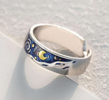 Van Gogh's "Starry Night" Sterling Silver and Enamel Ring