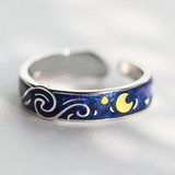 Van Gogh's "Starry Night" Sterling Silver and Enamel Ring