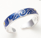 Van Gogh's "Starry Night" Sterling Silver and Enamel Ring