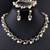 Imitation Pearl Wedding Dress Necklace, Bracelet & Earring Set