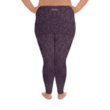 Dark Violet Paisley Plus Size Yoga Cut Leggings