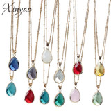 XINYAO 12 Colors Birthstone Natural Stone Pendant Necklace Druzy Quartz Gem Stone Crystal Diy Charm Necklace For Women Jewelry