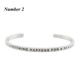 High Quality 316L Stainless Steel Bangle Positive Inspirational Quote Cuff bracelets Mantra Bracelets Bangles for women