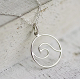 Silver Wave Logo Pendant Necklace