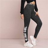 Black Letter Print Leggings