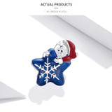 Genuine 925 Sterling Silver Santa Claus Metal Beads Charm