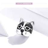 Cute Bulldog Bead Puppy Animal 925 Sterling Silver Charm