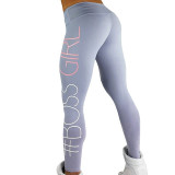Workout High Waist Letter Printing Her Fashion Slim Fitness Leggings
