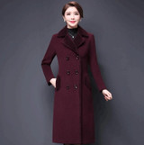 Long Slim Outerwear Womens Jacket Wool Blend Cashmere Collar Coat