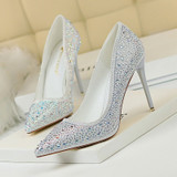 Wedding Crystal High Heels Women Shoe Thin Heels Pumps