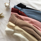 Thick Womens Sweater Knitted Ribbed Pullover Turtleneck Slim Jumper