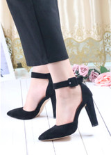 Women Pumps Party Wedding Square High Heel Pointed Toe Womens Shoes