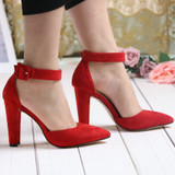 Women Pumps Party Wedding Square High Heel Pointed Toe Womens Shoes