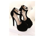 "Trendy Series" Black T Strappy High Heel Gladiator Shoes