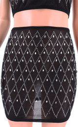 Womens Dress 2 Pieces Set Diamond Skirt Sleeveless Bodycon Crop Top