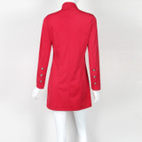 Single-Breasted Womens Blazer Gold-Tone Embossed Buttons Slim Jacket