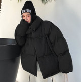 Latest Style Winter Jacket Stand Collar Oversized Womens Short Parka