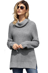 Stylish Khaki Cozy Long Sleeves Her Fashion Turtleneck Sweater