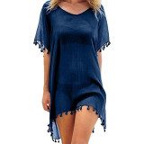 Chiffon Tassels Beach Wear Women Swimsuit Cover Up Swimwear Summer Bathing Suits Mini Dress Loose
