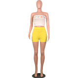 2019 Summer Two Piece Outfits for Women Letter Print Sexy Set Crop Top and Short Pants Club Matching Sets biker shorts Plue suze