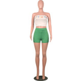 2019 Summer Two Piece Outfits for Women Letter Print Sexy Set Crop Top and Short Pants Club Matching Sets biker shorts Plue suze