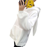 Kawaii Sweet Rabbit Ears Hoodies Women Plus Size Long Sleeve Cotton Tracksuit Slim Pullovers Moletom Homewear  Femal Sweatshirts