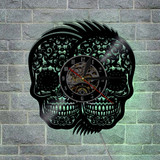 Sugar Skull Rockabilly Vinyl Wall Clock