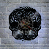 Sugar Skull Rockabilly Vinyl Wall Clock