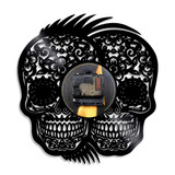 Sugar Skull Rockabilly Vinyl Wall Clock