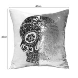 Sugar Skull Reversible Sequin Square Throw Pillow Case
