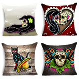 Sugar Skull Cartoon Art Square Pillow Cases