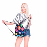 Sugar Skull Multi Colored Faces Drawstring Bag