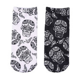 Black & White Sugar Skull Ankle Socks