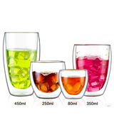 Heat resistant double wall glass custom transparent cup bubble cup insulation high boron glass coffee cup