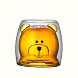 Double wall glass cup custom bear shaped gift glass transparent