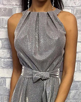 Glitter Sleeveless Ruched Detail Dress