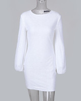 Glitter Round Neck Lantern Sleeve Sequins Bodycon Dress